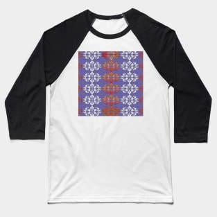 White and red intricate pattern on purple background. Baseball T-Shirt